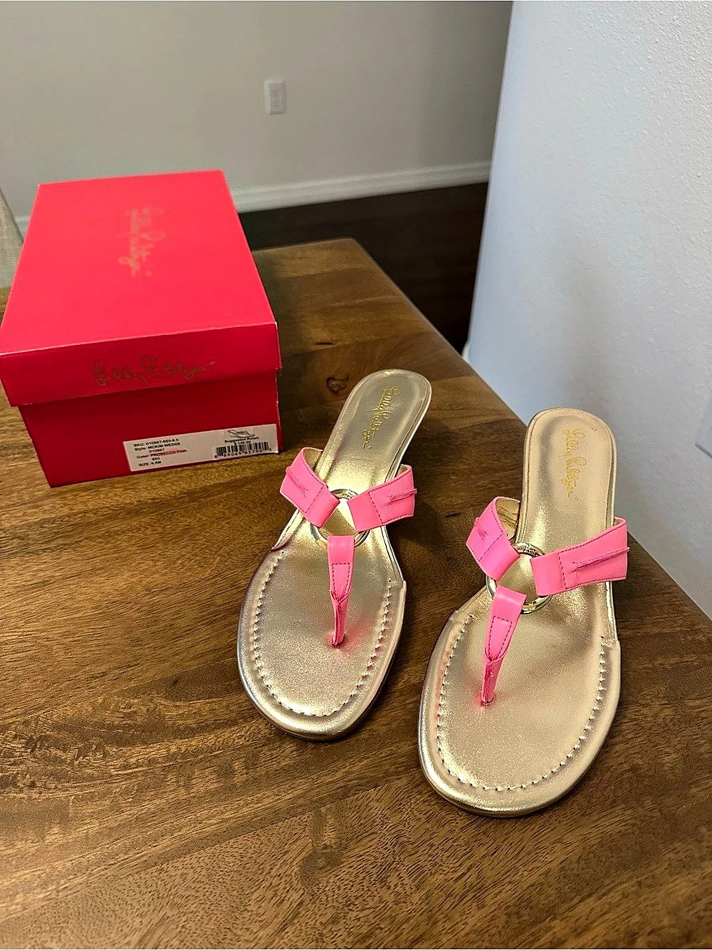 Lilly Pulitzer Mick Wedge Pink Wedge Sandals US 8.5 Like New